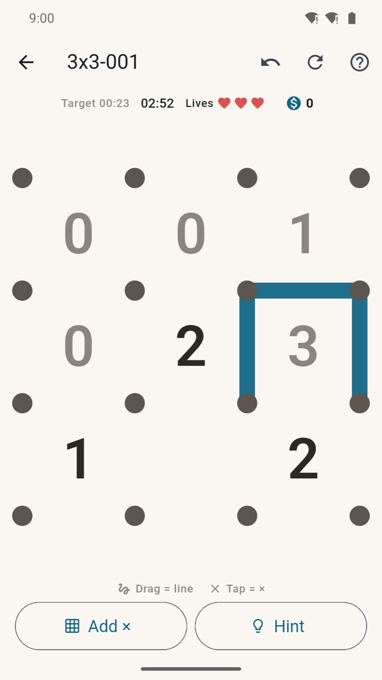 Three lines drawn around the 3. The satisfied 3 and 1 have faded